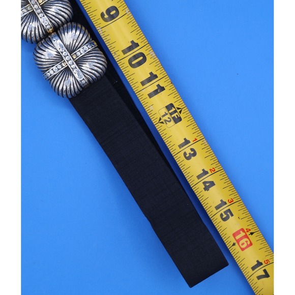 Vintage Paquette Faux Black Belt with Ornate Silver Buckle Women's Accessory - Picture 7 of 8